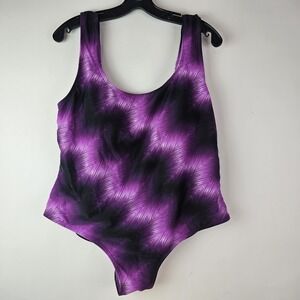 Catalina Womens 1X Swimsuit Purple Nylon One Piece Full Coverage Swimwear